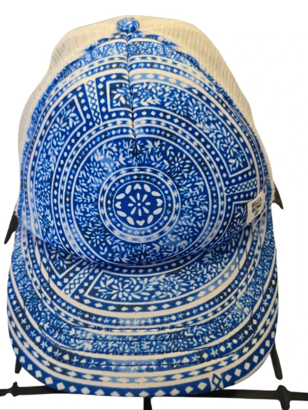 🧢 Billabong Blue Tribal Print Mesh Trucker Hat | Snapback | Surf Boho